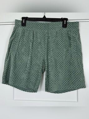 Fleece Factory Terry Embossed Squares Shorts Cotton Green Men’s Size Medium